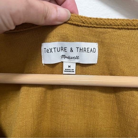 MADEWELL Blogger Fav Texture & Thread Puff-Sleeve Dress Mustard Yellow Size M - Picture 5 of 11